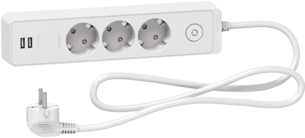 ����������� � 3 ������ � 2 USB ����� Schneider Electric - �� ������� Unica � ������� �� ������ 1.5 m - 
