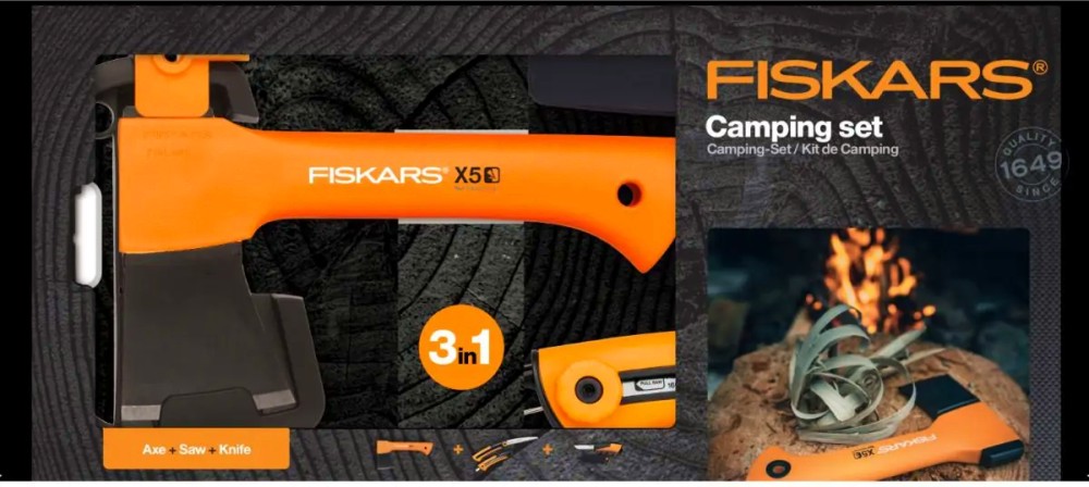 Брадва, нож и трион Fiskars Camping set Брадва, нож и трион Fiskars Camping set -