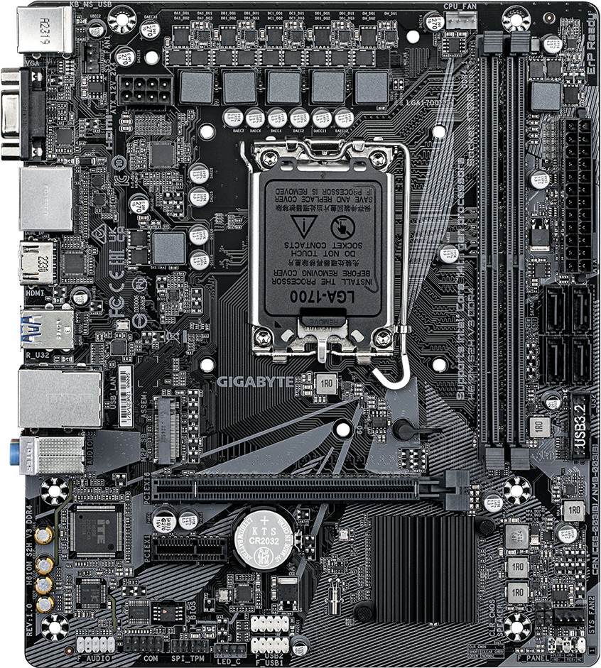 Дънна платка Gigabyte H610M S2H V3 Дънна платка Gigabyte H610M S2H V3 - LGA 1700, Intel H610, DDR4, Micro ATX -