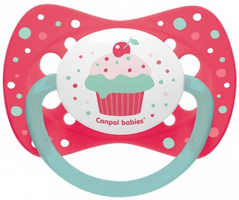 Силиконова залъгалка със симетрична форма Силиконова залъгалка със симетрична форма - За бебета от 0 до 6 месеца от серията "Cupcake" - залъгалка