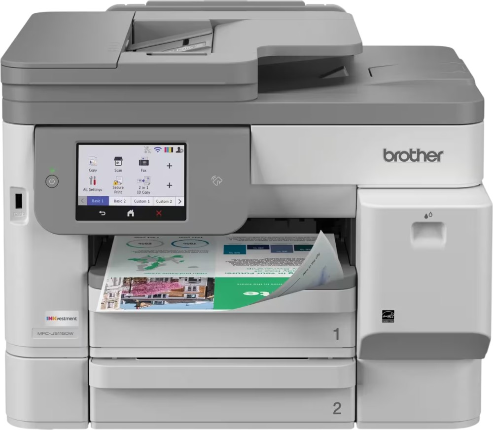 Мастилоструйно мултифункционално устройство Brother MFC-J5115DW Мастилоструйно мултифункционално устройство Brother MFC-J5115DW - Цветен принтер / копир / скенер / факс, 1200 x 4800 dpi, 28 ipm, Wi-Fi, Ethernet, USB, А4, ADF -