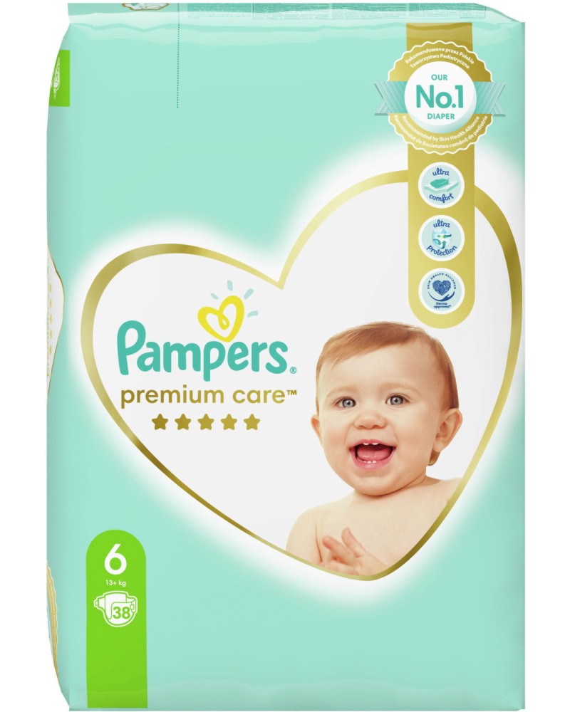 Пелени Pampers Premium Care 6 - 38 броя, за бебета 13+ kg - продукт