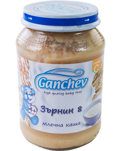 Ganchev - Млечна каша "Зърнин 8" - Бурканче от 190 g за бебета над 4 месеца - продукт