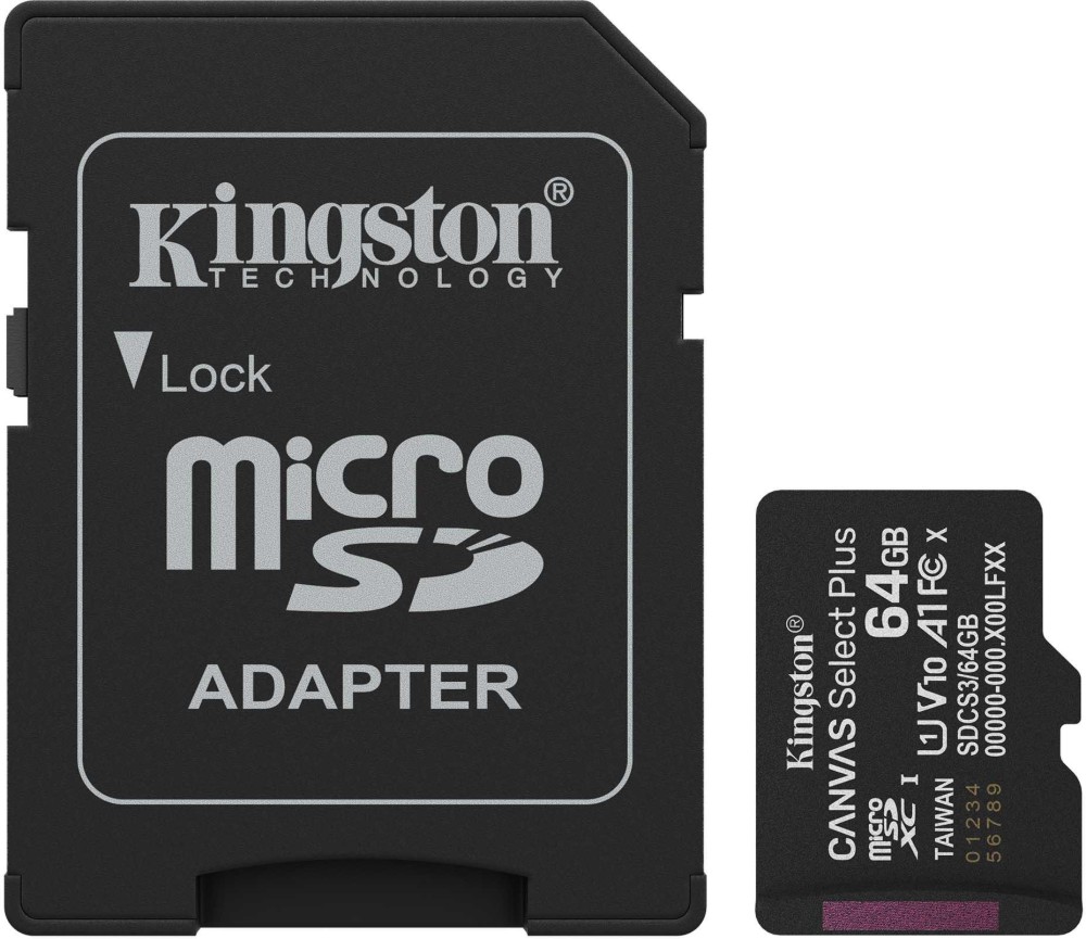 Micro SDXC   64 GB Kingston Canvas Select Plus - Class 10, UHS-I U1, A1,  SD  - 