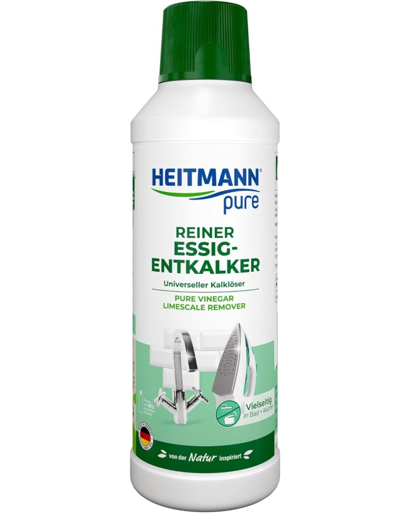 Препарат за почистване на варовик Heitmann Pure Препарат за почистване на варовик Heitmann Pure - 500 ml, с оцет - почистващ препарат
