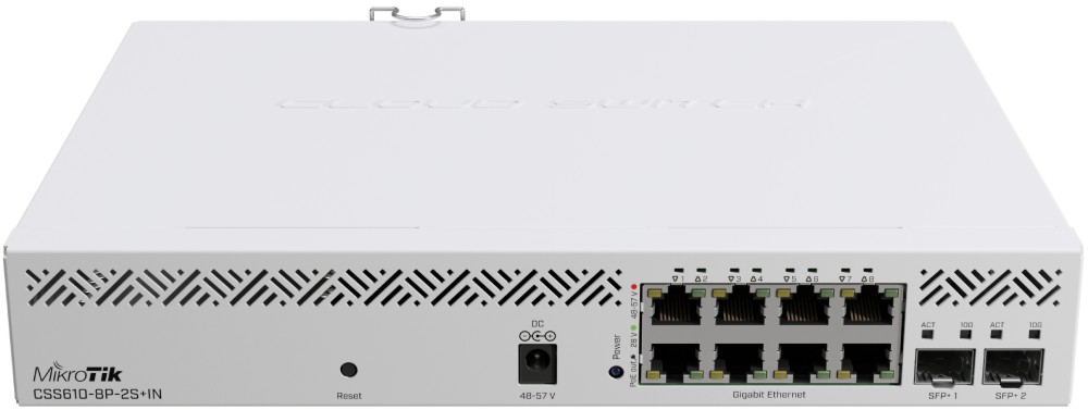 Суич MikroTik CSS610-8P-2S+IN Суич MikroTik CSS610-8P-2S+IN - 8 порта, 10 Gbps -