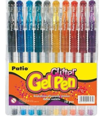 Цветни гел химикалки с брокат Patio - 10 цвята - 
