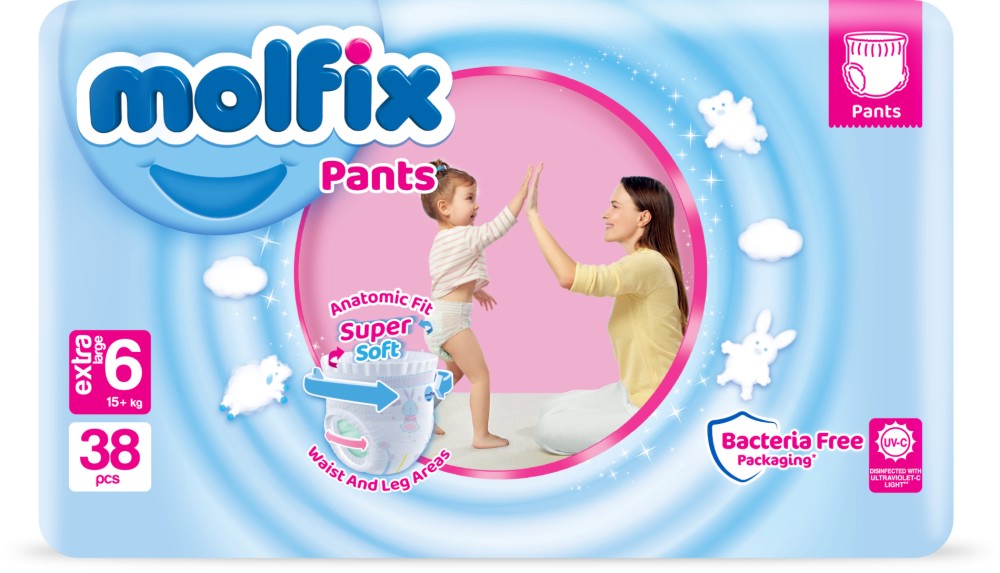  Molfix Pants 6 Extra Large - 38 ,   15+ kg - 