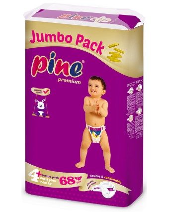 Пелени Pine Premium 4 + Maxi Plus - 68 броя, за бебета 9-20 kg - продукт
