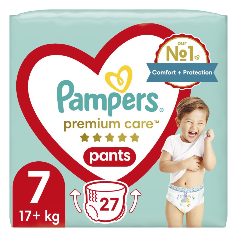Гащички Pampers Premium Care Pants 7 Гащички Pampers Premium Care Pants 7 - 27 броя, за деца 17+ kg - продукт