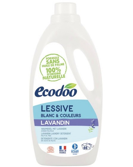 Течен перилен препарат за цветно и бяло пране Ecodoo Течен перилен препарат за цветно и бяло пране Ecodoo - 2l, с аромат на лавандула - перилен препарат