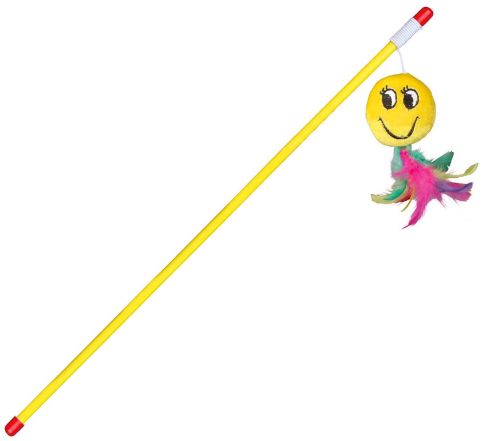 Играчка за котки Въдица Trixie Rod with Smiley Играчка за котки Въдица Trixie Rod with Smiley - С плюшена играчка и пера - играчка