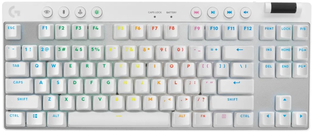 Механична безжична гейминг клавиатура Logitech G Pro X Lightspeed Механична безжична гейминг клавиатура Logitech G Pro X Lightspeed - TKL, 2.4 Ghz, Bluetooth, USB, ANSI Layout, Lightsync RGB, Logitech GX Brown -