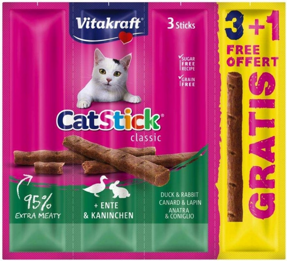 ��������� �� ����� Vitakraft Cat Stick Mini - 3 + 1 �������, � ������� � ������, �� ������� Classic - �����