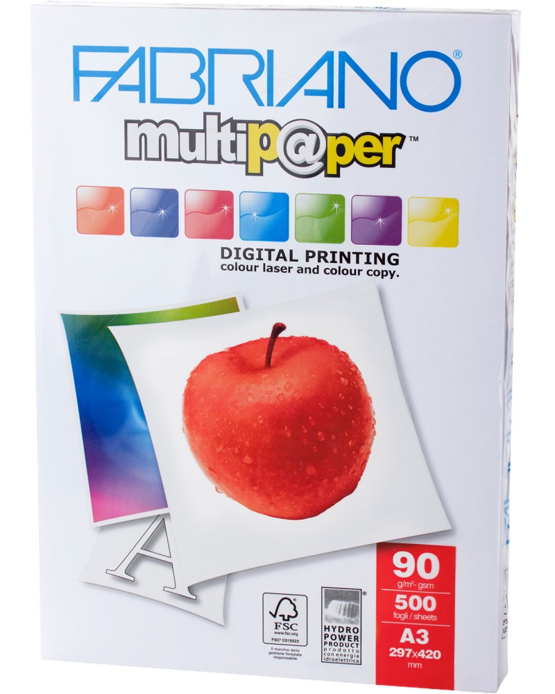 Гланцирана копирна хартия A3 Fabriano Multipaper - 500 листа, 90 g/m<sup>2</sup> и белота 165 - 