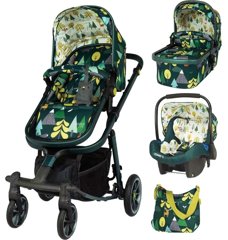 Бебешка количка 3 в 1 Cosatto Giggle Quad - С кош за новородено, лятна седалка, кош за кола, чанта и аксесоари - количка