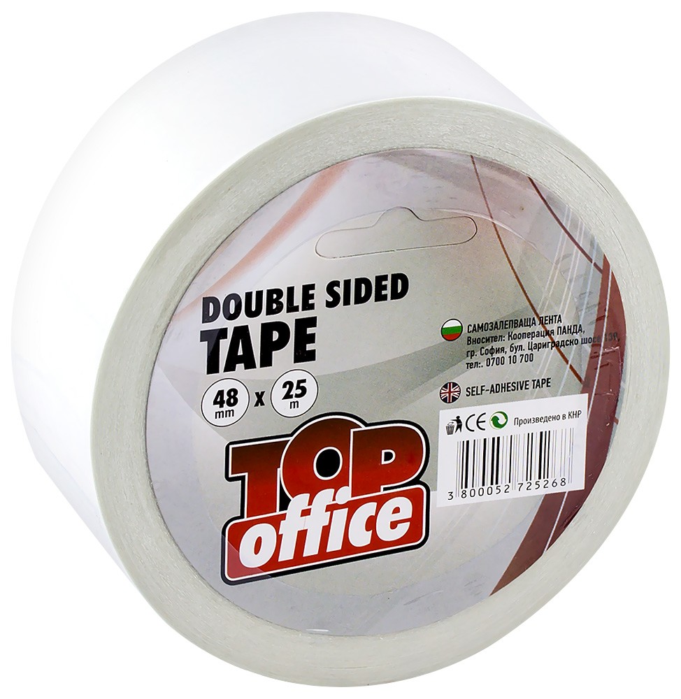 Двойнозалепващо тиксо Top Office Двойнозалепващо тиксо Top Office - 4.8 x 2500 cm -