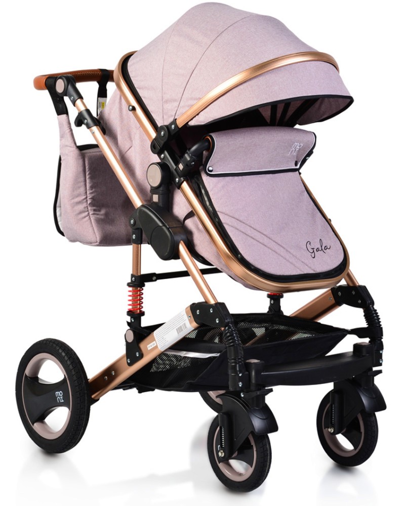 Комбинирана бебешка количка Moni Gala - С покривало за крачета, чанта и поставка за чаша - количка