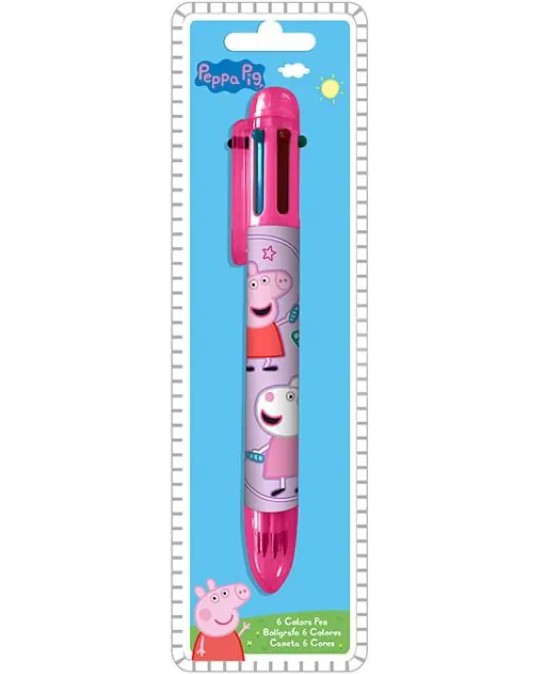 Многоцветна химикалка Kids Licensing Многоцветна химикалка Kids Licensing - 6 цвята, на тема Пепа Пиг -