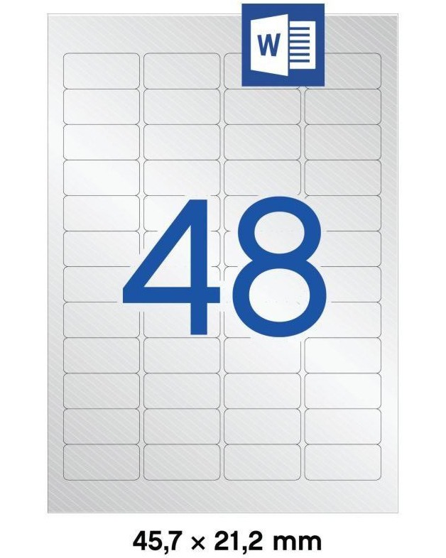 Бели обли полиестерни етикети за принтиране Apli - 960 самозалепващи етикета с размери 45.7 x 21.2 mm - 