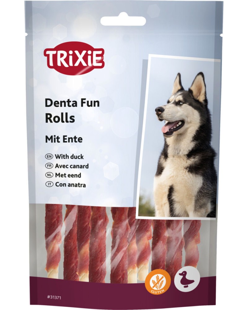 Лакомства за кучета Trixie Rolls Лакомства за кучета Trixie Rolls - 80 g, с патешко, от серията Denta Fun - храна