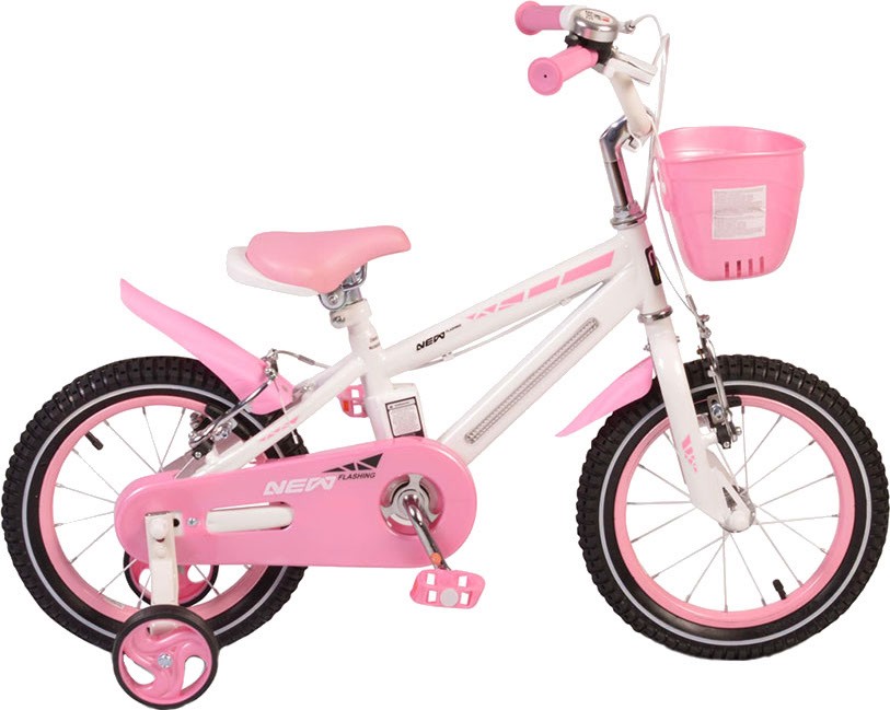 Детски велосипед Moni Flashing 12" - С помощни колела и кошница - 