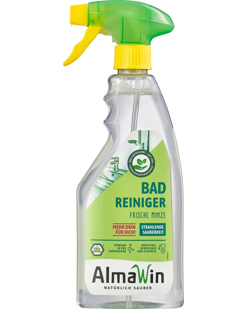 Почистващ препарат за баня AlmaWin Почистващ препарат за баня AlmaWin - 500 ml, с аромат на мента - почистващ препарат