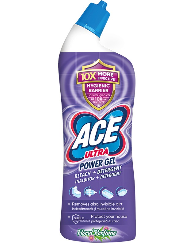 Гел-белина с обезмаслител ACE Ultra Power Gel Floral Perfume Гел-белина с обезмаслител ACE Ultra Power Gel Floral Perfume - 750 ml, с аромат на цветя - белина