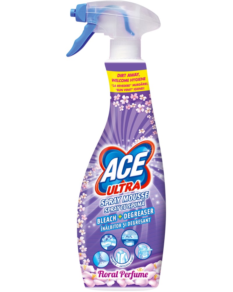 Мус-белина с обезмаслител ACE Ultra Spray Mousse Floral Perfume Мус-белина с обезмаслител ACE Ultra Spray Mousse Floral Perfume - 700 ml, с аромат на цветя - белина