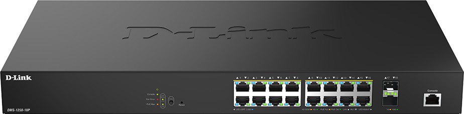 ���� D-Link DMS-1250-18P - 16 x 10/100/1000/2500Base-T, 2 x 10GE SFP, 120 Gbps - 