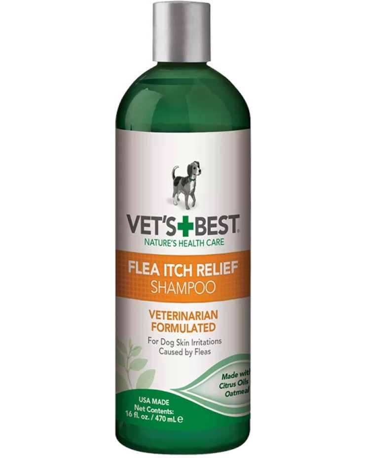Шампоан за кучета за облекчаване при ухапвания от бълхи Vet's Best Flea Itch Relief Shampoo Шампоан за кучета за облекчаване при ухапвания от бълхи Vet's Best Flea Itch Relief Shampoo - 470 ml, за 12+ седмици - шампоан