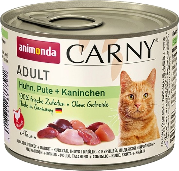 Консерва за котки Carny Adult Консерва за котки Carny Adult - 200 ÷ 6 x 400 g, с пилешко, пуешко и заешко, от 1 до 6 години - храна