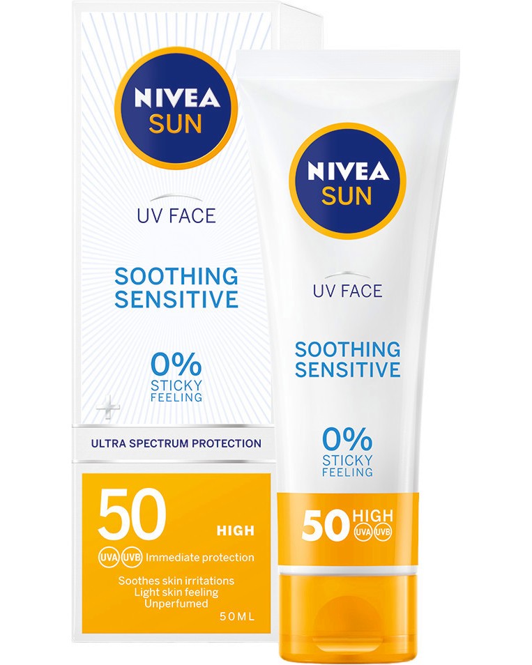 Nivea Sun UV Face Soothing Sensitive Sun Cream SPF 50 -          Sun - 