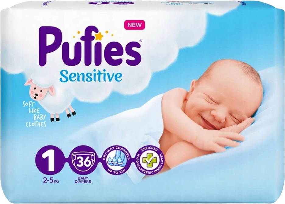  Pufies Sensitive 1 Newborn - 36 ,  2-5 kg - 