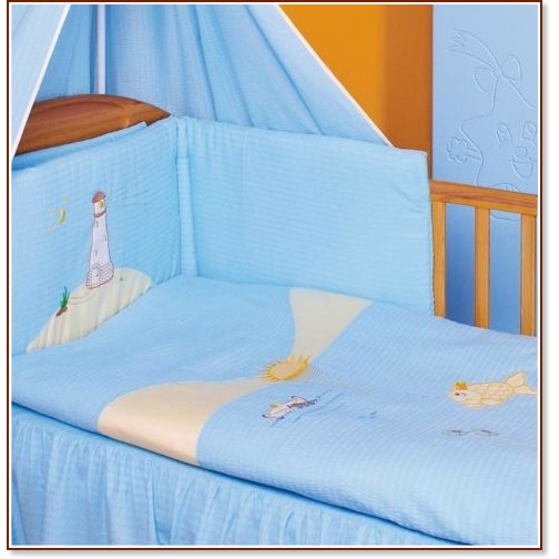 Бебешки спален комплект 4 части с обиколник Gluck Panorama Kora - За легла 60 x 120 cm и 70 x 140 cm - продукт