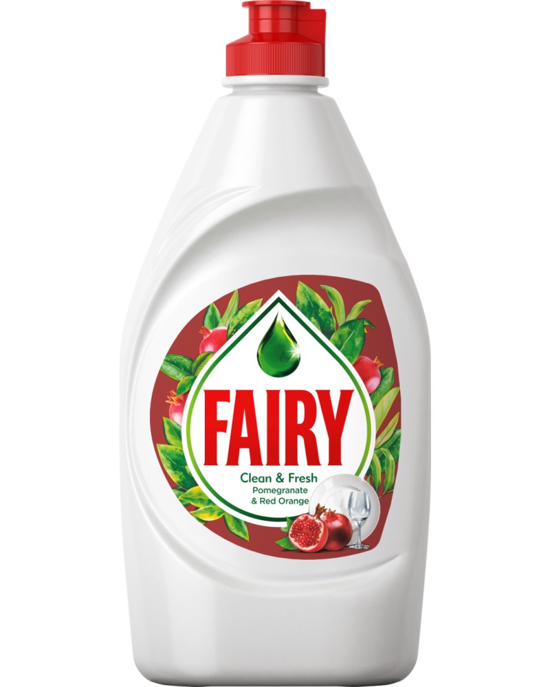 Препарат за съдове Fairy Препарат за съдове Fairy - 0.4 ÷ 1.2 l, с аромат на нар и червен портокал - препарат за съдове