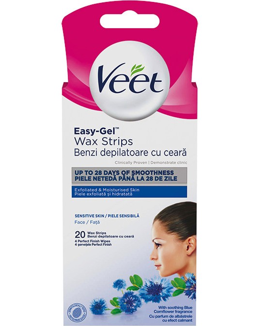 Veet Easy-Gel Wax Strips Sensitive Skin Face - 20         - 