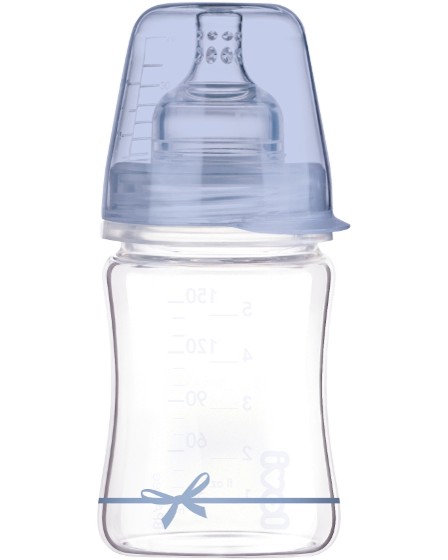 Стъклено бебешко шише Lovi Baby Shower - 150 ml, за 0+ месеца - шише