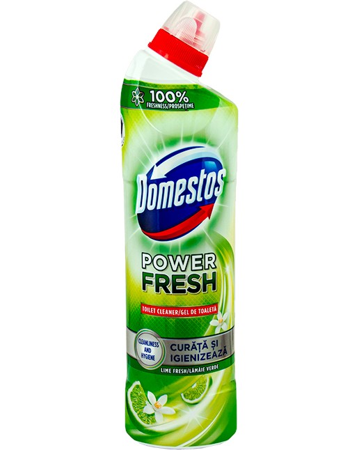 Препарат за тоалетна Domestos Power Fresh Препарат за тоалетна Domestos Power Fresh - 700 ml, с аромат на лайм - почистващ препарат