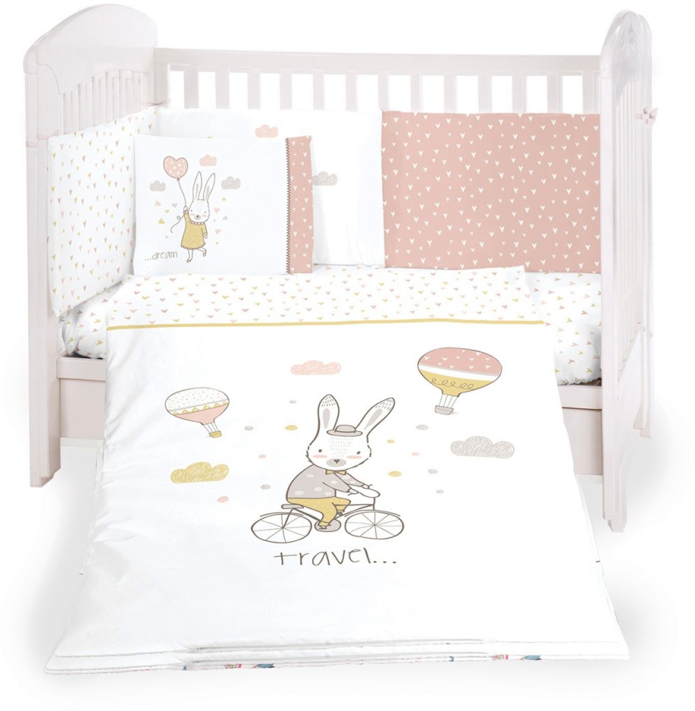 Бебешки спален комплект 6 части Kikka Boo - За легла 60 x 120 или 70 x 140 cm, от серията Rabbits in Love - продукт
