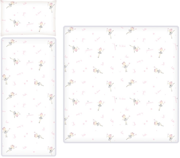Зимен спален комплект за бебешка количка 4 части Lorelli Ballet Pink - За матрак 30 x 70 cm - продукт