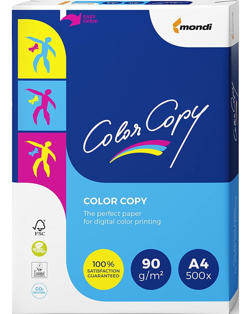 Копирна хартия A4 Mondi Color Copy Копирна хартия A4 Mondi Color Copy - 500 листа, 90 g/m<sup>2</sup> и белота 160 - копирна хартия