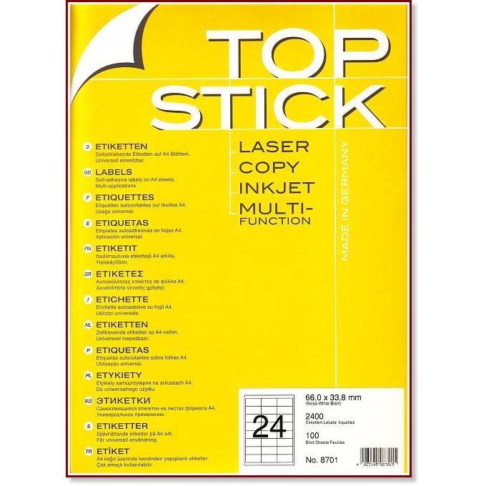      Herma - 2400    66 x 33.8 mm   TopStick - 