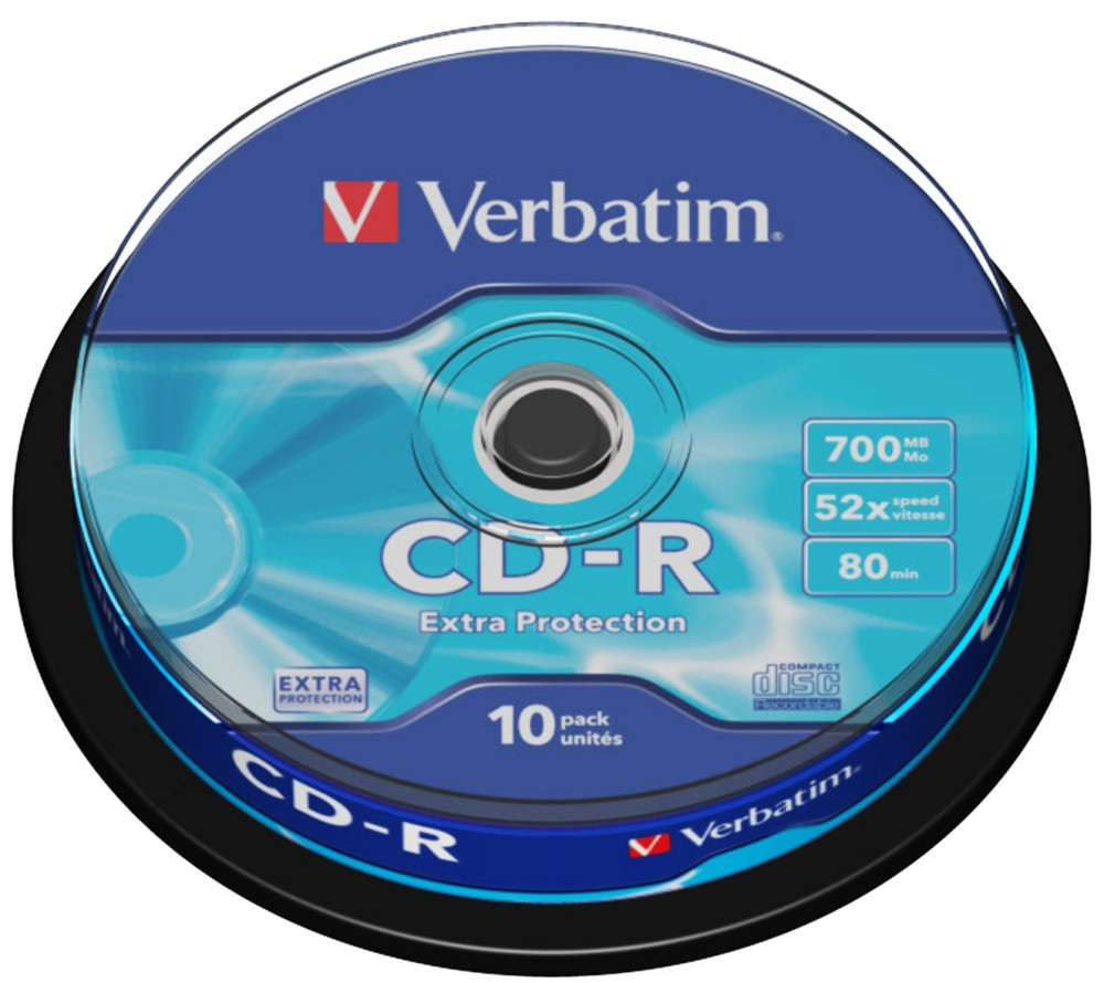 CD-R Verbatim 700 MB CD-R Verbatim 700 MB - 10 диска със скорост на записване до 52x -