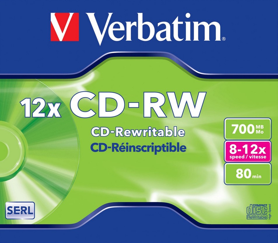 CD-RW Verbatim 700 MB CD-RW Verbatim 700 MB - Със скорост на записване до 12x -