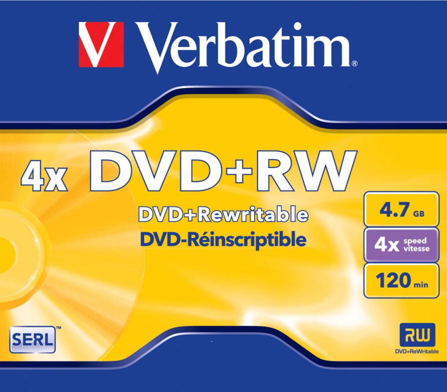 DVD+RW Verbatim 4.7 GB DVD+RW Verbatim 4.7 GB - Със скорост на записване до 4x -
