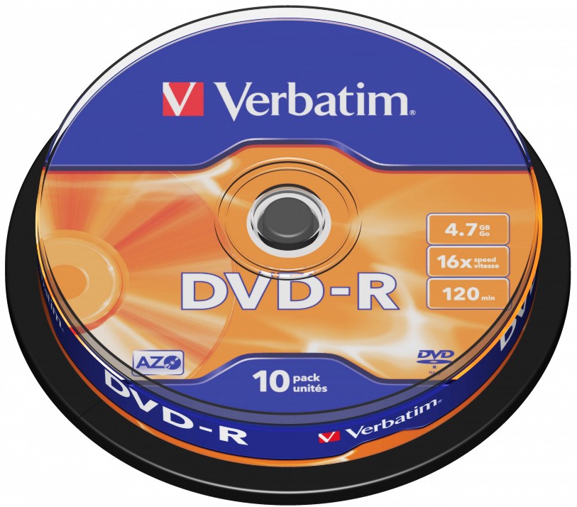 DVD-R Verbatim 4.7 GB DVD-R Verbatim 4.7 GB - 10 диска със скорост на записване до 16x -