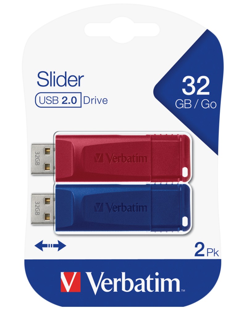 USB 2.0 ���� ����� 32 GB Verbatim Slider - 2 ���� - 