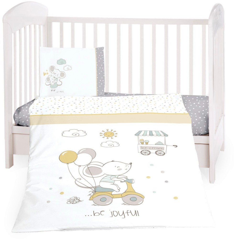 Бебешки спален комплект 3 части Kikka Boo - За легла 60 x 120 cm и 70 x 140 cm, от серията Joyful Mice - продукт