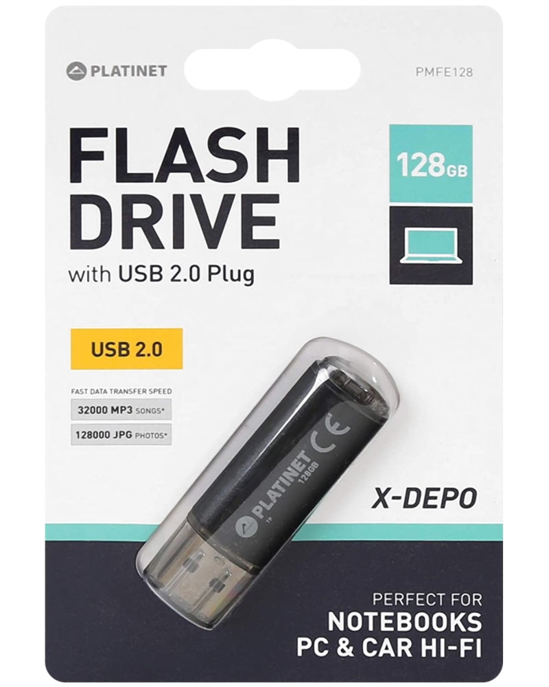 USB 2.0 флаш памет 128 GB Platinet X-Depo - 